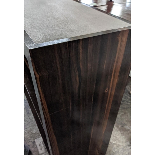 473 - MUFTI CONSOLE TABLE BY MICHAEL DI SOUZA, faux shagreen top, 120cm x 35cm x 88cm.