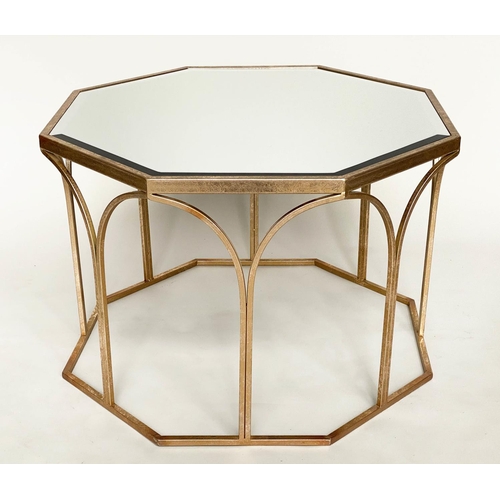 368 - LOW TABLE, octagonal mirror glazed with gilt metal supports, 80cm W x 50cm H.