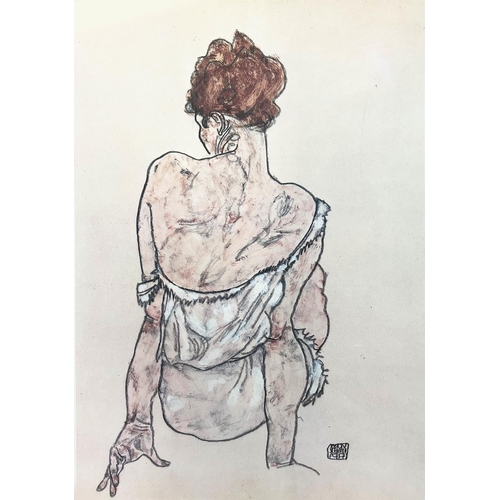 53 - EGON SCHIELE (Austrian 1890-1918) 'Seated Woman', offset lithograph, 97cm x 71cm overall, framed and... 