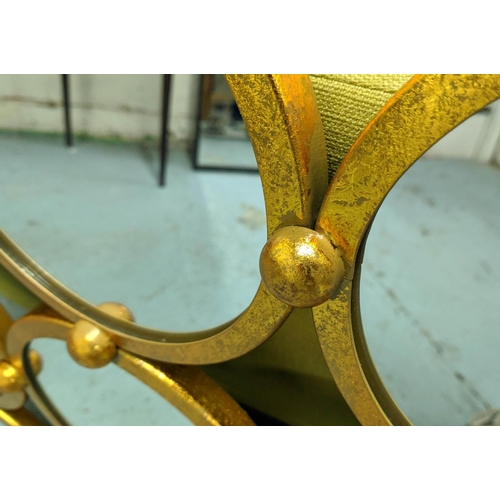 399 - SEGMENTED WALL MIRRORS, a pair, 1960s French style, antiqued gilt finish, 69cm W x 69cm H x 3.5cm. (... 