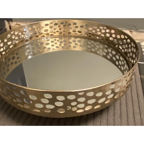 403 - COCKTAIL TRAYS, a pair, 1970s Italian style, gilt finish with mirror 41cm x 41cm x 8cm. (2)