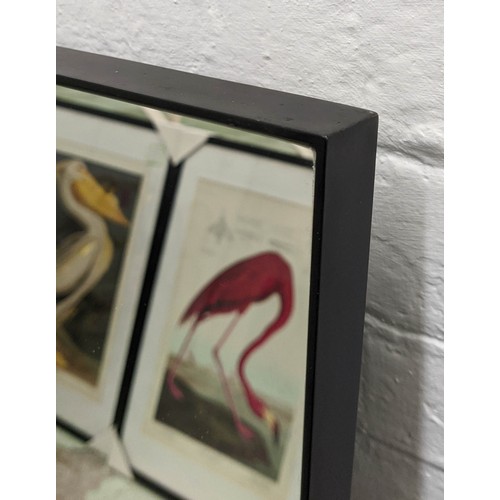 396 - ARCHITECTURAL WALL MIRROR, abstract segmented plate design, 81cm W x 3cm D x 122cm H.