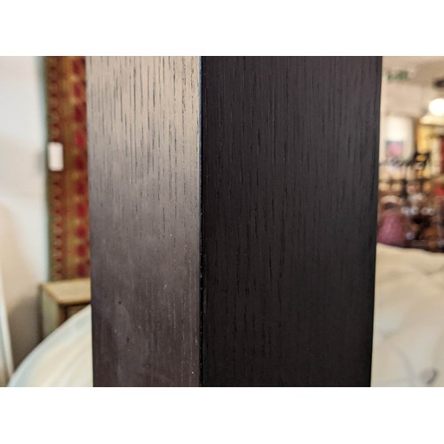 375 - FOUR POSTER BED, contemporary dark wood design with slatted base, 180cm W.