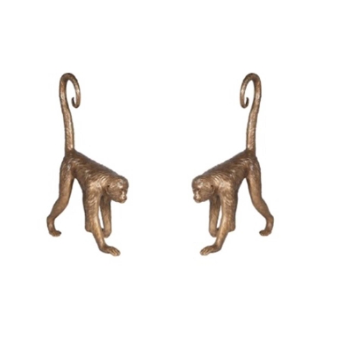 394 - SCULPTURAL MONKEYS, a pair, 82cm H x 55cm W x 25cm W, gilt finish. (2)