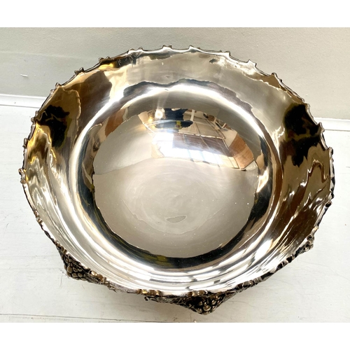 391 - CHAMPAGNE BATH, 25cm H x 37cm diam., polished metal, with grape vine detail.