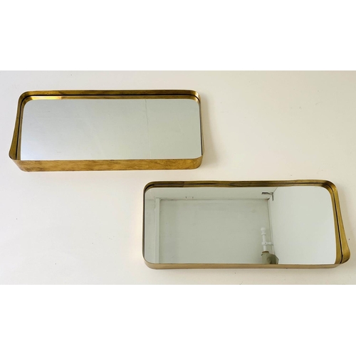 399 - NICHE WALL MIRRORS, a pair, 40cm H x 90cm W x 13cm D, gilt metal framed. (2)