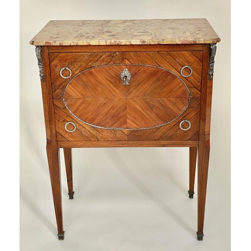 131 - COMMODE, French Louis XVI style kingwood and silver gilt metal mounted with two drawers, 61cm x 34cm... 