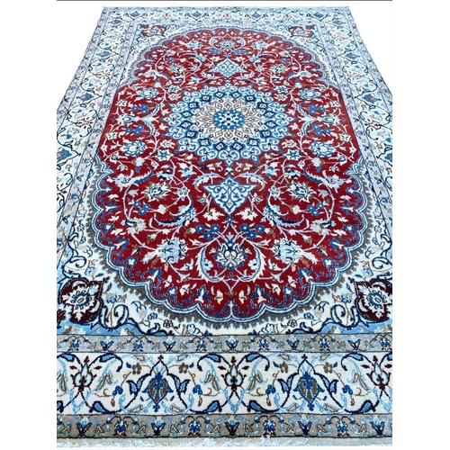 59 - PART SILK ISPHAHAN DESIGN CARPET, 246cm x 156cm.