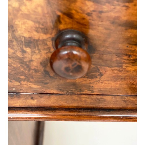 202 - PEDESTAL DESK, Victorian burr walnut with gilt tooled green leather writing surface above nine well ... 