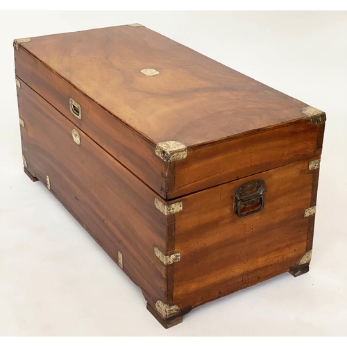 181 - TRUNK, 19th century Chinese export camphorwood and brass bound with rising lid and carrying handles,... 