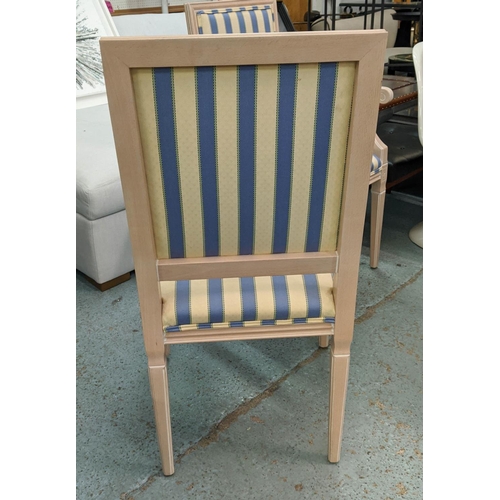 418 - WESLEY BARRELL OPEN ARMCHAIR, 104cm H, striped fabric finish.