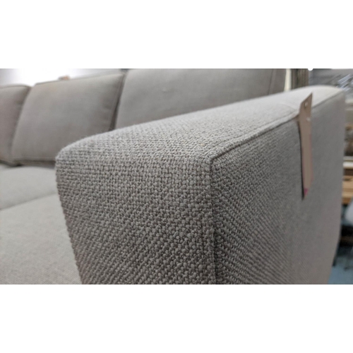 414 - SOFA, contemporary design, oatmeal upholstered fabric finish, 230cm x 100cm x 75cm.