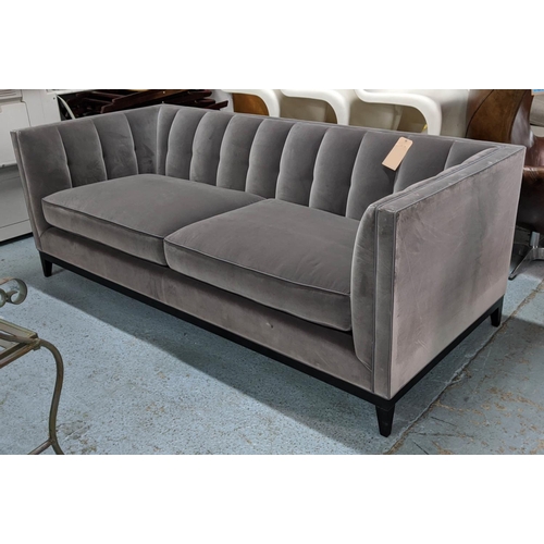 415 - BESPOKE SOFA LONDON SOFA, dark grey velvet upholstered, 210cm x 90cm x 76cm.