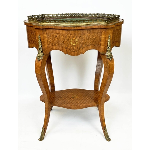 136 - JARDINIERE, 83cm H x 65cm x 39cm, late 19th century French kingwood parquetry and brass mounted with... 