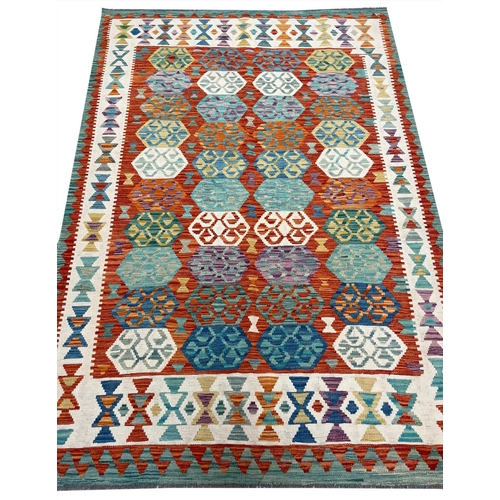 61 - CONTEMPORARY QASHQAI KILIM, 242cm x 170cm.