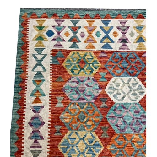 61 - CONTEMPORARY QASHQAI KILIM, 242cm x 170cm.