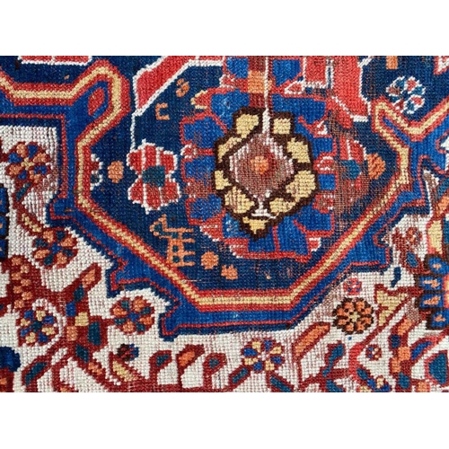 62 - ANTIQUE QASHQAI RUG, 187cm x 151cm.