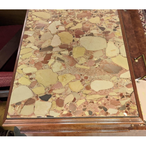 144 - CYLINDER BUREAU, late 19th/early 20th century French thuya and gilt metal mounted with d'alep marble... 