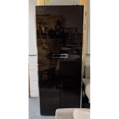 408 - MALERBA DRINKS CABINETS, 40cm D x 166cm H x 66cm D, high gloss with metal trim.