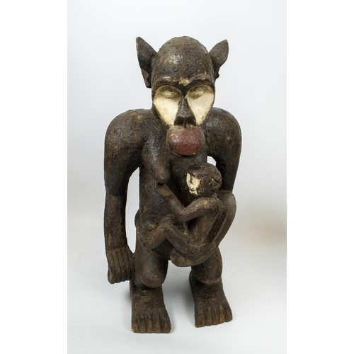 2 - MONKEY STATUES, a pair, Cameroon, 60cm H. (2)