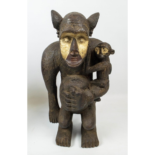 2 - MONKEY STATUES, a pair, Cameroon, 60cm H. (2)