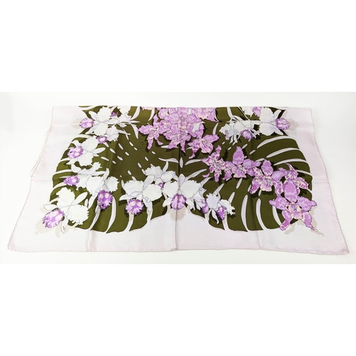 12 - VINTAGE HERMÈS 'DESSINS D'ORCHIDEES' SILK SCARF, designed in 1979/80 by Rybal/Vladimir Rybaltchenko,... 