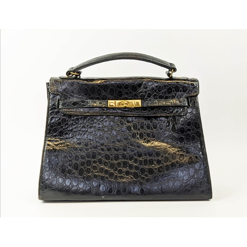 27 - MULBERRY VINTAGE KELLY BAG, croc embossed leather, gold tone hardware, key clochette, with pocket mi... 
