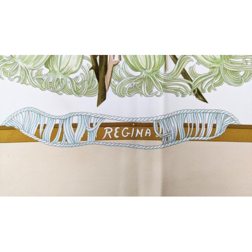 34 - VINTAGE HERMÈS 'REGINA' SILK SCARF, designed in 1972 by Leila Menchari, reissued for Queen's Elizabe... 