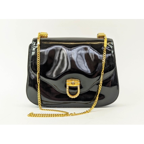 36 - GUCCI VINTAGE BAG, patent leather with gold tone chain, 23cm x 18cm H x 6cm.