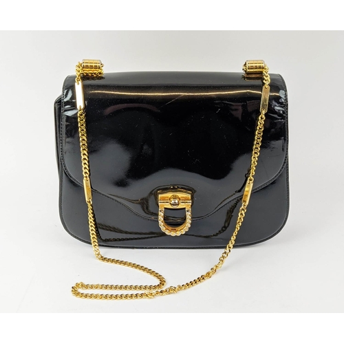 36 - GUCCI VINTAGE BAG, patent leather with gold tone chain, 23cm x 18cm H x 6cm.