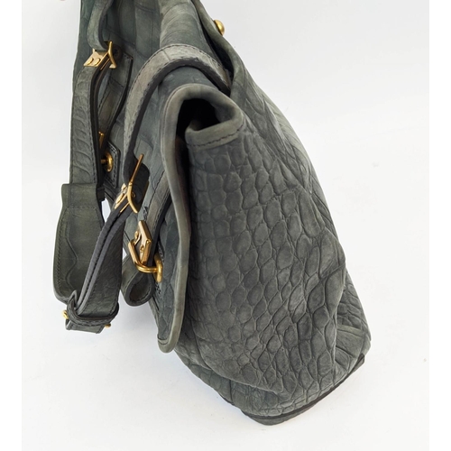 53 - YVES SAINT LAURENT BESACE BAG, crocodile embossed suede with brass tone hardware, adjustable shoulde... 