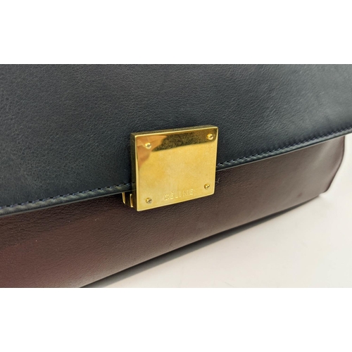 8 - CÉLINE LARGE TRAPEZE TRICOLOUR BAG, leather with suede sides and leather lining, gold tone hardware,... 