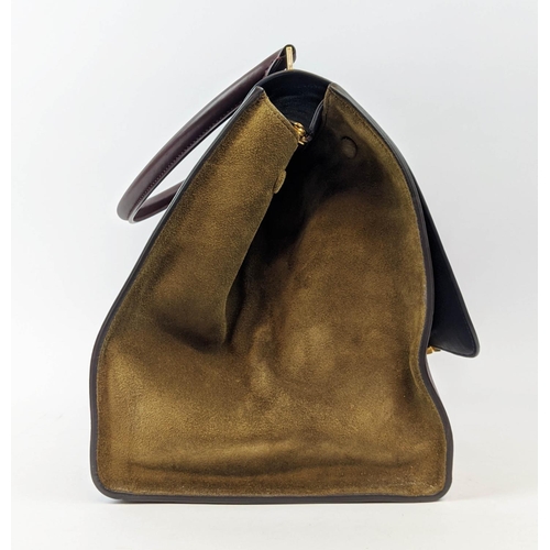 8 - CÉLINE LARGE TRAPEZE TRICOLOUR BAG, leather with suede sides and leather lining, gold tone hardware,... 