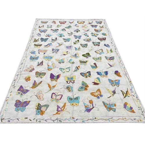 68 - SUZANI BUTTERFLY DESIGN KILIM, 300cm x 208cm.