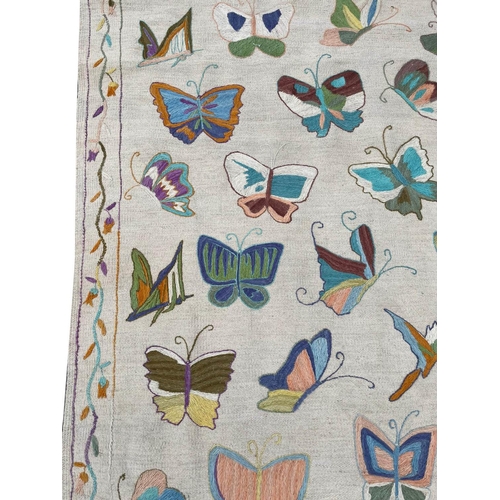 68 - SUZANI BUTTERFLY DESIGN KILIM, 300cm x 208cm.