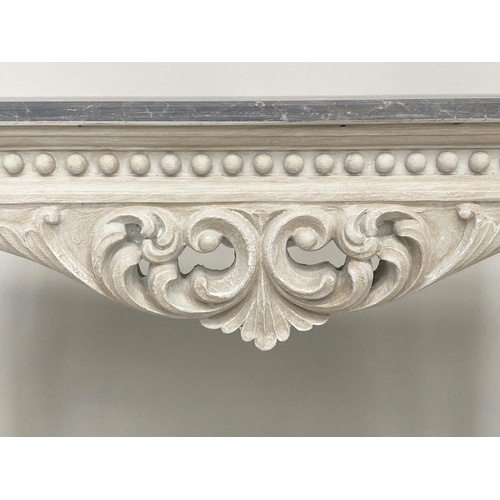 113 - CENTRE/CONSOLE TABLE, Italian 19th century style with white veined marble top and ball decorated wit... 