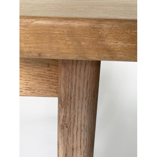 106 - DINING TABLE, Cotswold School oak cleated with square supports, 183cm W x 86cm D x 73cm H.