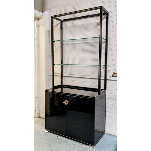 498 - PIERRE VANDEL OPEN DISPLAY CABINET, vintage 1970's French, lacquered metal and glass, 91cm x 45cm x ... 