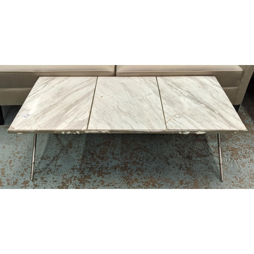 491 - JONATHAN ADLER RIDER WHITE COFFEE TABLE, 107cm x 51cm x 38.5cm.