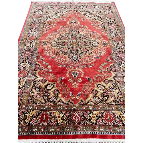 84 - SILK QUM RUG, 116cm x 105cm.