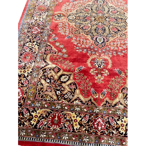 84 - SILK QUM RUG, 116cm x 105cm.