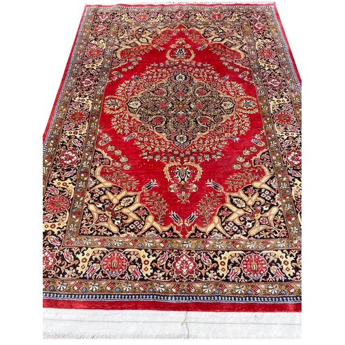 84 - SILK QUM RUG, 116cm x 105cm.