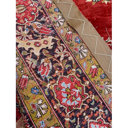 84 - SILK QUM RUG, 116cm x 105cm.