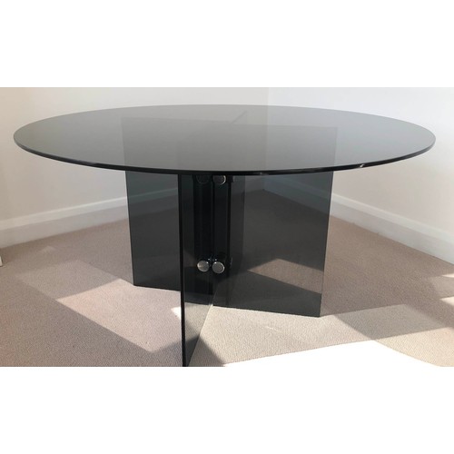 501 - WATERHOUSE DINING TABLE, smoked glass construction, 130cm diam. x 74cm H.