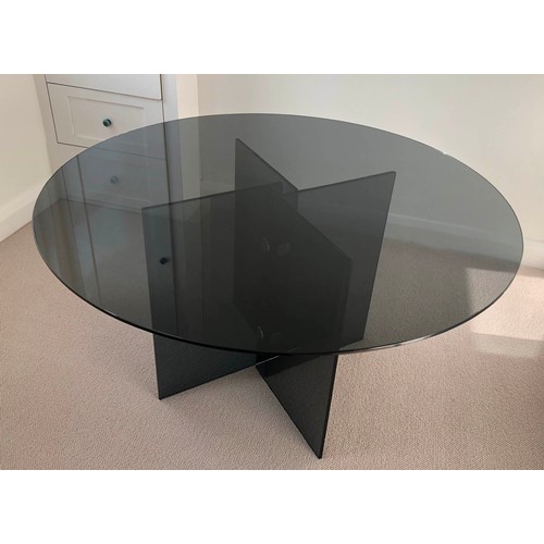 501 - WATERHOUSE DINING TABLE, smoked glass construction, 130cm diam. x 74cm H.