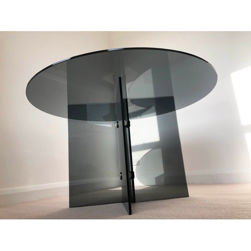 501 - WATERHOUSE DINING TABLE, smoked glass construction, 130cm diam. x 74cm H.