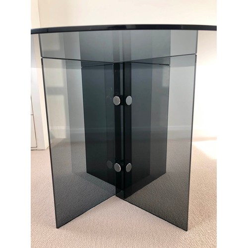 501 - WATERHOUSE DINING TABLE, smoked glass construction, 130cm diam. x 74cm H.