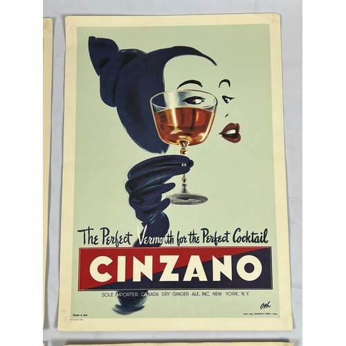 24 - CINZANO ORIGINAL POSTERS, a set of four, Italian circa 1950's, each 61.5cm x 43.5cm. (4)