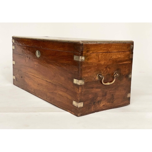 116 - TRUNK, vintage Chinese Export teak and brass bound with rising lid and carrying handles, 90cm W x 41... 