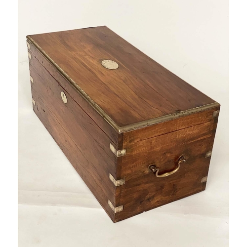 116 - TRUNK, vintage Chinese Export teak and brass bound with rising lid and carrying handles, 90cm W x 41... 